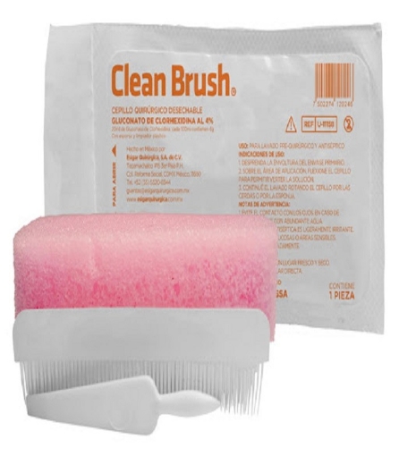 Cepillo Quirurgico Clean Brush Desechable Gluconato de Clorhexidina 4%